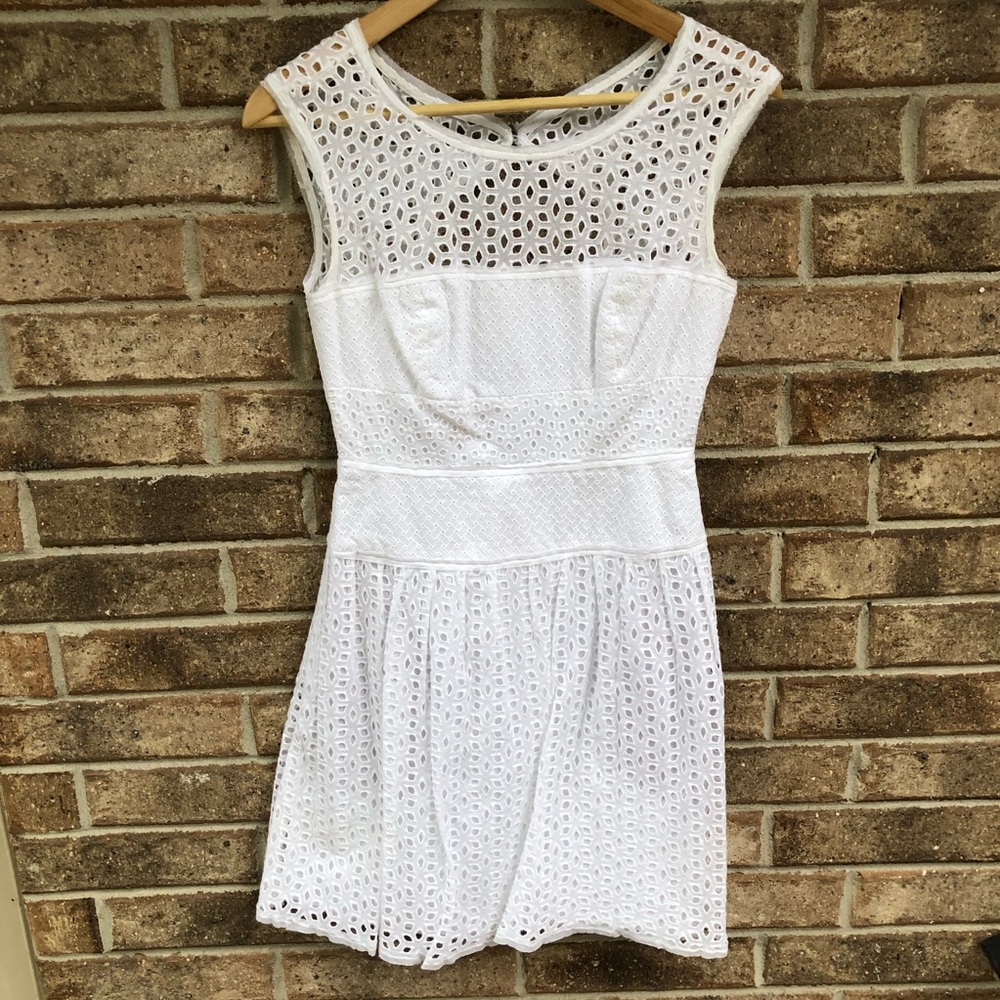 BCBG white eyelet dress
